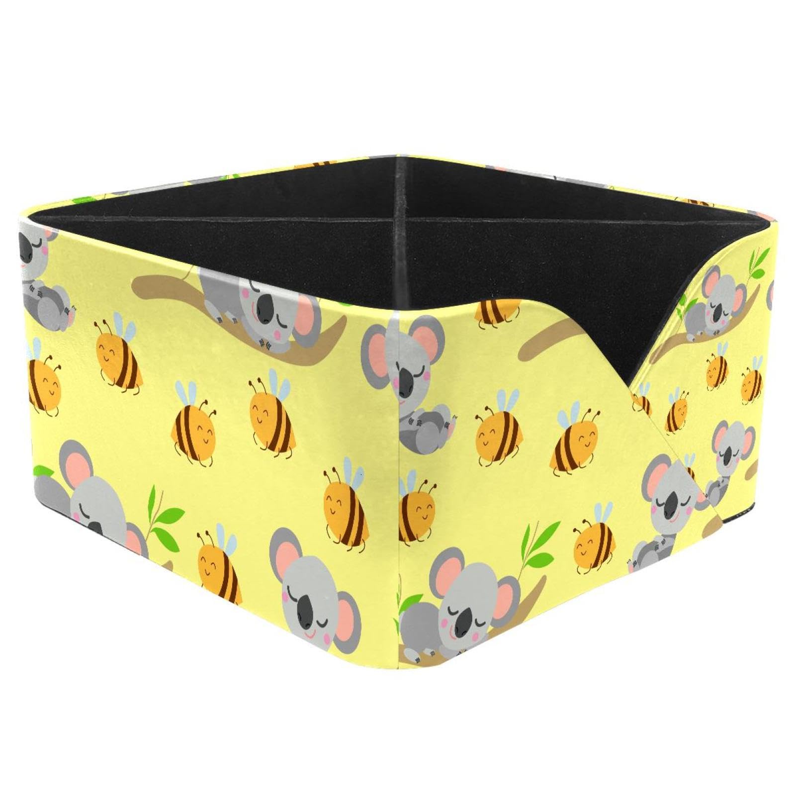 KengjuTesu Sleeping Koala and Bees Desktop Organizer Pen Holder, Rectangular Pencil Cup for Office, Study and Makeup Stations