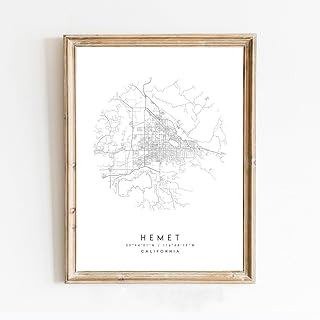 White Poster of Hemet California Ca | 11x17 12x18 16x24 24x36 Unframed Modern Print Wall Art | Minimalism Hometown City Traveler Gift | Minimalist Home Office Decor 7