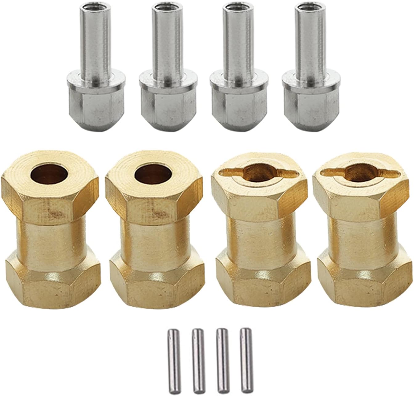 AMOGOT 4Pcs Brass RC Wheel Hub 12mm Hex 17mm Offset