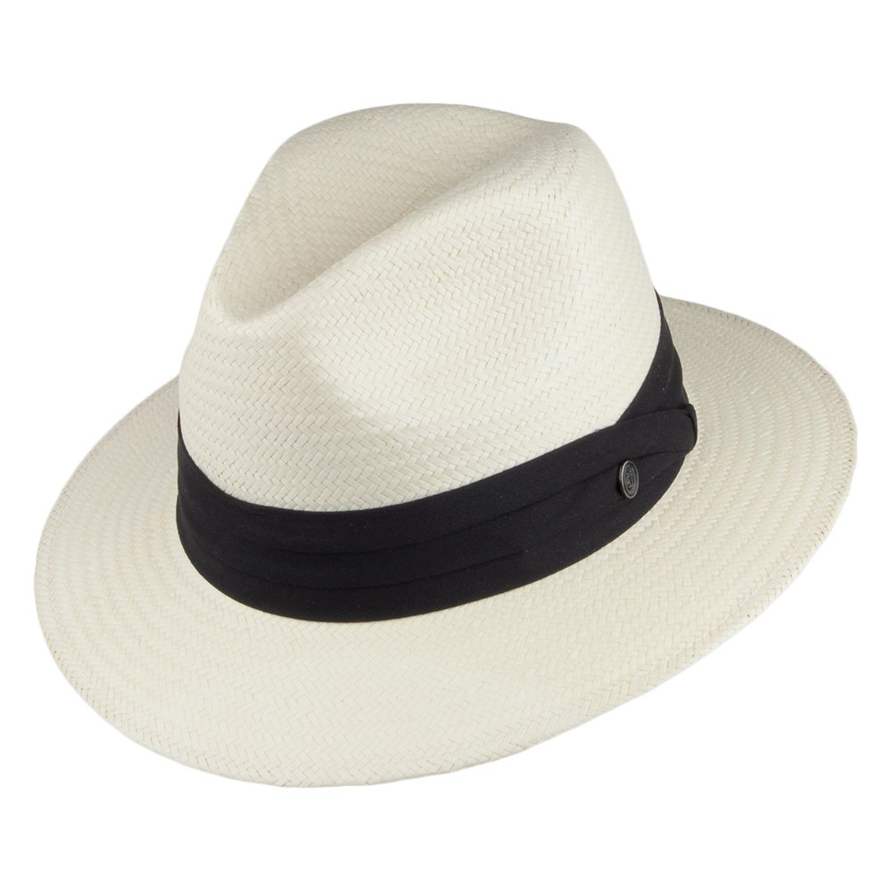 Jaxon & James Toyo Safari Fedora with Black Band - Ivory - Medium