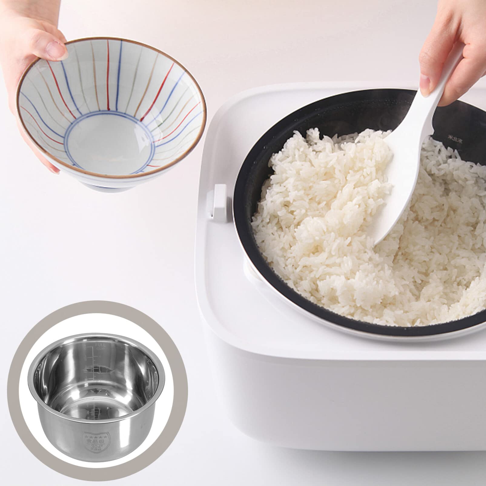 Rijstkoker elektrisch fornuis rijstkoker, rijstkoker niet-stick binnenpot, 24 uur reservering, maak rijst en stoom gezond eten en groenten, voor 1-8 personen (kleur: stijl 1, maat: 4l