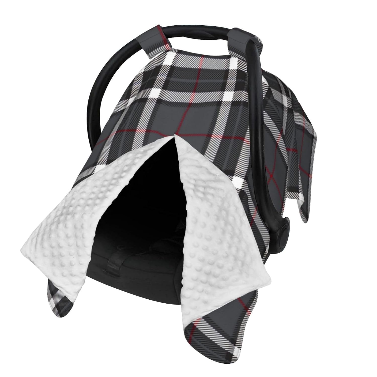 Gray-Tartan-Fabric-Textire-Illustration Baby Car Seat Cover & Breastfeeding Nursing Cover - Breathable Stretch Fabric Multi-Use Nursing Cover for Breastfeeding