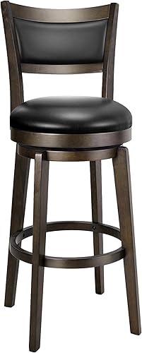 Miniatura 27 de Juego de 4 taburetes giratorios de bar PrimeZone, taburetes de barra de 26 pulgadas de altura de mostrador, taburete de bar de cuero sintético negro