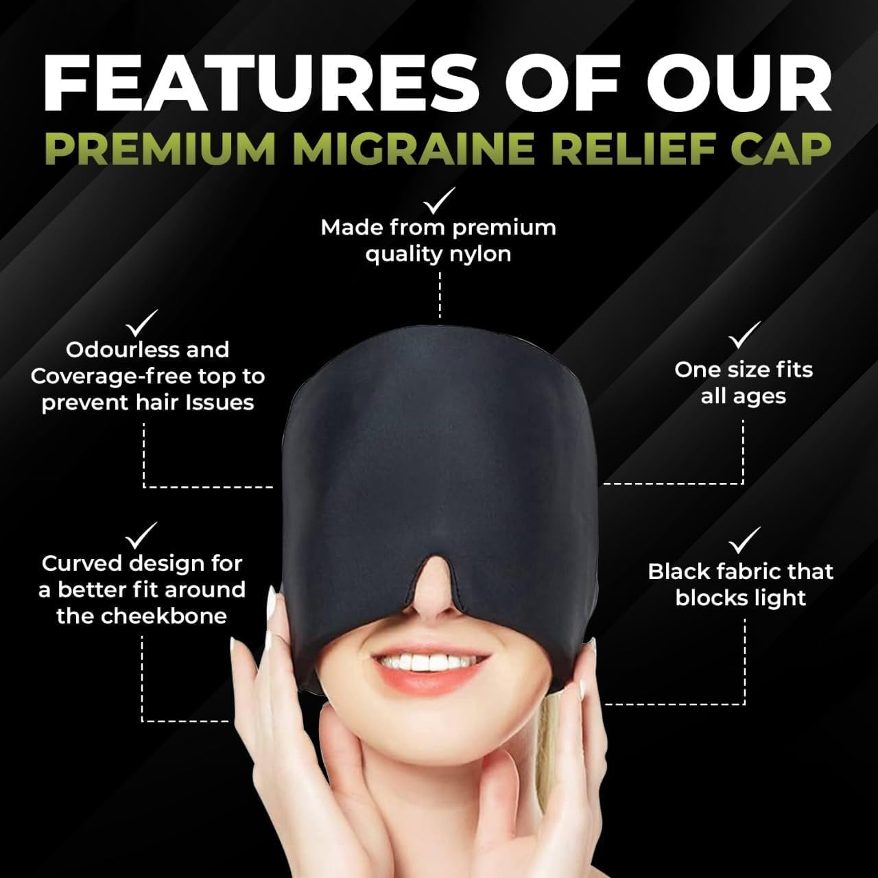 Migraine Relief Cap – Hot & Cold Therapy Headache Relief Hat for Migraine, Sinus & Stress | Reusable Gel Ice Head Wrap Cooling Cap for Men & Women (Multicolor) — Amazon image 3