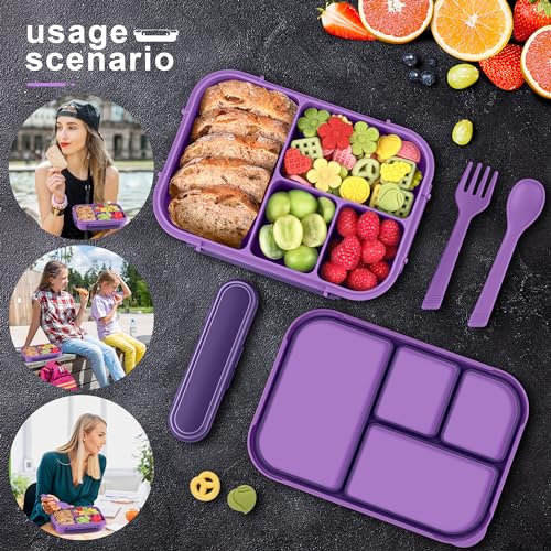 Demiue Bento Box Adult Lunch Box,Kids Child Lunch Box-Leak-Proof Bento Box With Utensil,Lunch Containers For Adults Men Women With 4 Compartments,Microwave & Dishwasher & Freezer Safe,Bpa Free thumb #5