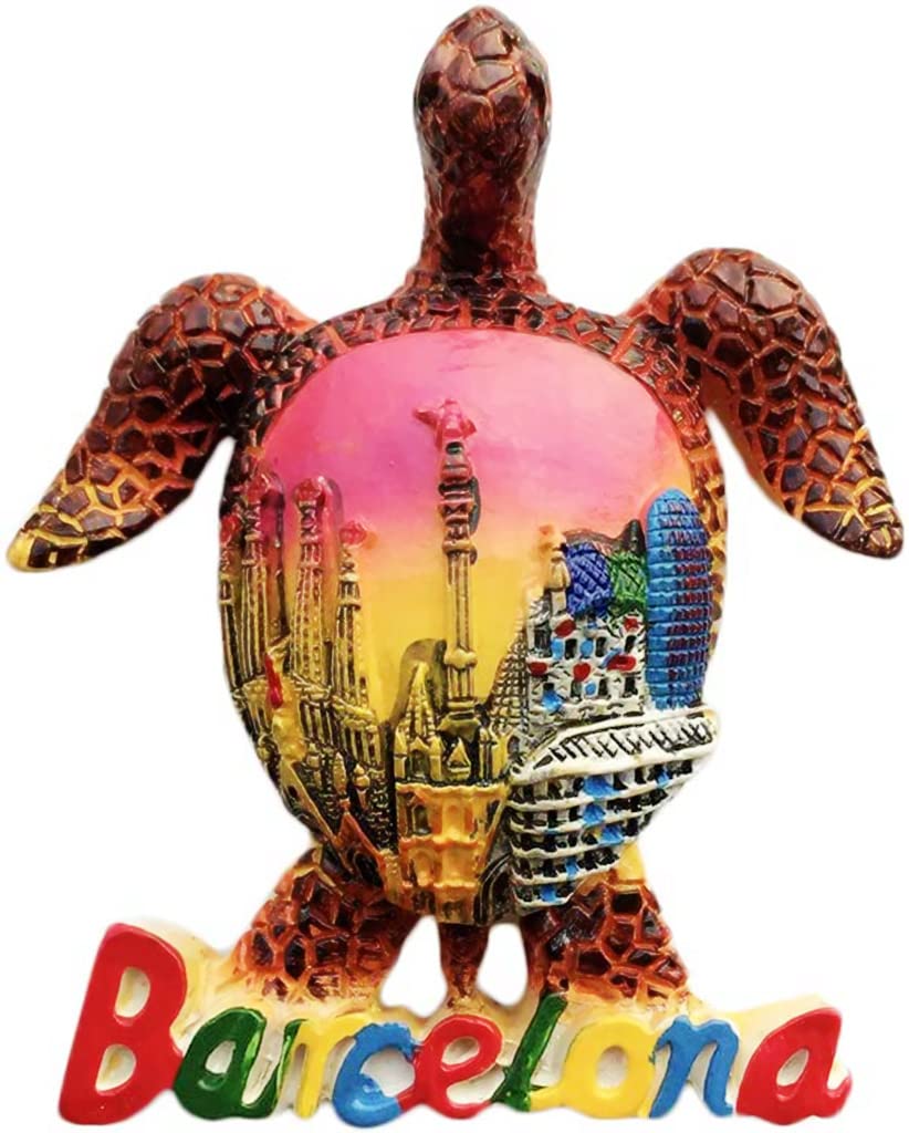 Barcelona Spain Turtle Barcelona Magnet Fridge Refrigerator Magnet Decoration Sticker Souvenir Resin Crafts Kitchen Whiteboard