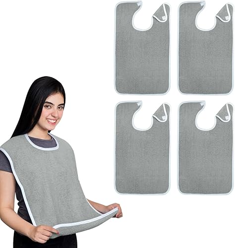 Miniatura 8 de Avalon Towels Adult Bibs for Women 100% Cotton Bib for Adults for Eating - Terry Cloth Adult Bibs for Men Clothing Protectors Azul,Beige,Gris,Rojo