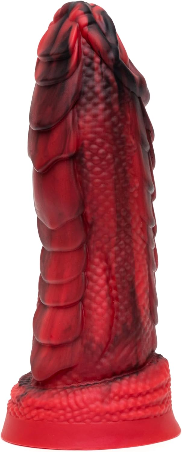 Lovehoney Pleasure Quest Monster Dildo | Thick Fantasy Fire Dragon Dildo with Strong Suction Cup | 7 Inch Big Girthy Anal Toy for Women, Men & Couples | Realistic G Spot Massager Adult Sex Toy
