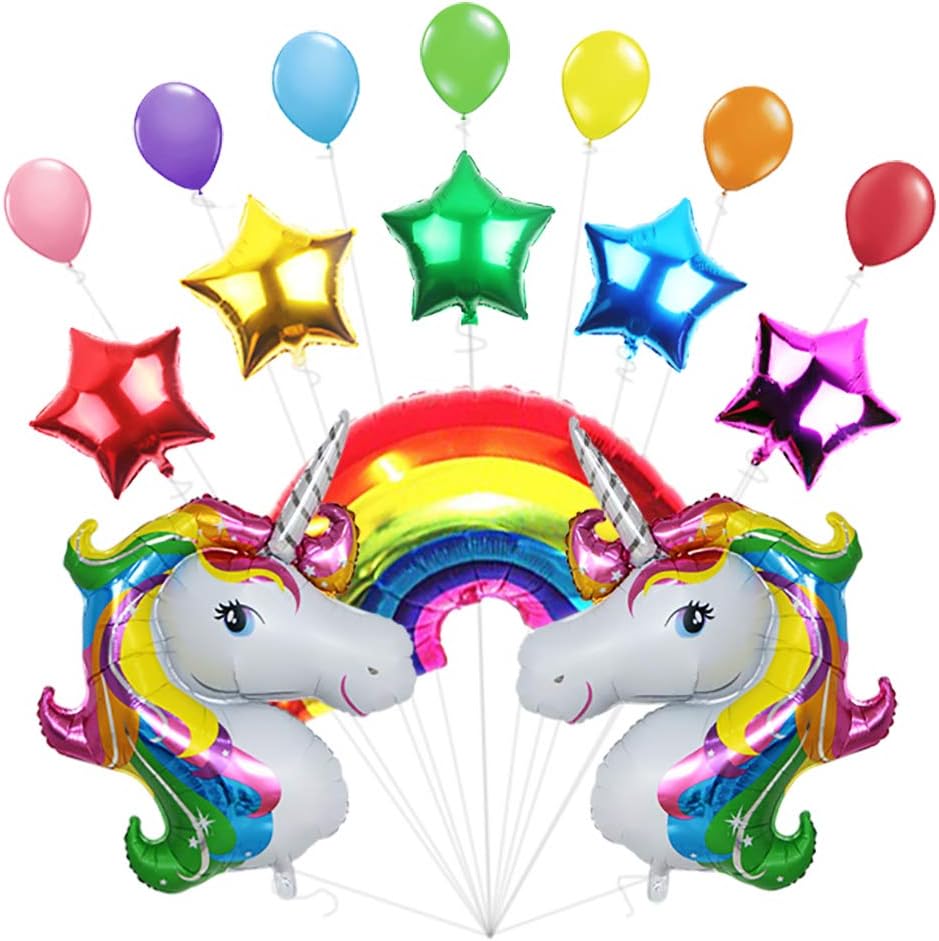 BALONAR 34" Colorful Rainbow Unicorn Balloons Birthday Party Supplies for Kids Birthday Decorations, Colorful Baby Shower Decorations Cute Party Decorations