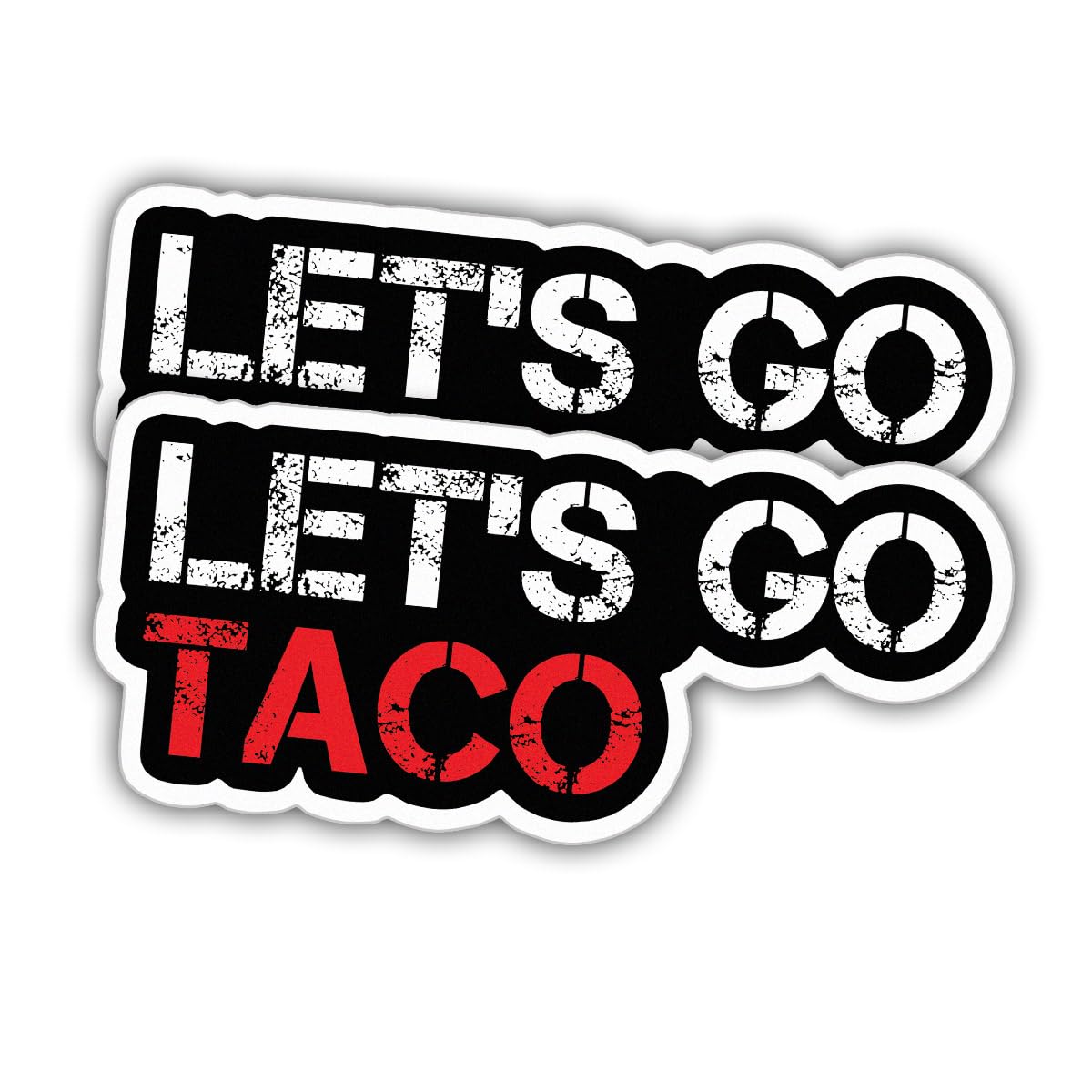(2pcs) Let’s Go Taco Sticker Funny Food Humor Black Vinyl Decal Weather-Resistant Stickers for Water Bottles Laptop Phone Wall Window Car 2pcs Size 3"