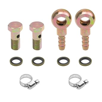 2 Sets M10 Banjo Hose Barb Bolt Fittings Banjo Bolt Screw Crush Washer Kit for Car MotorcycleM10x1.25