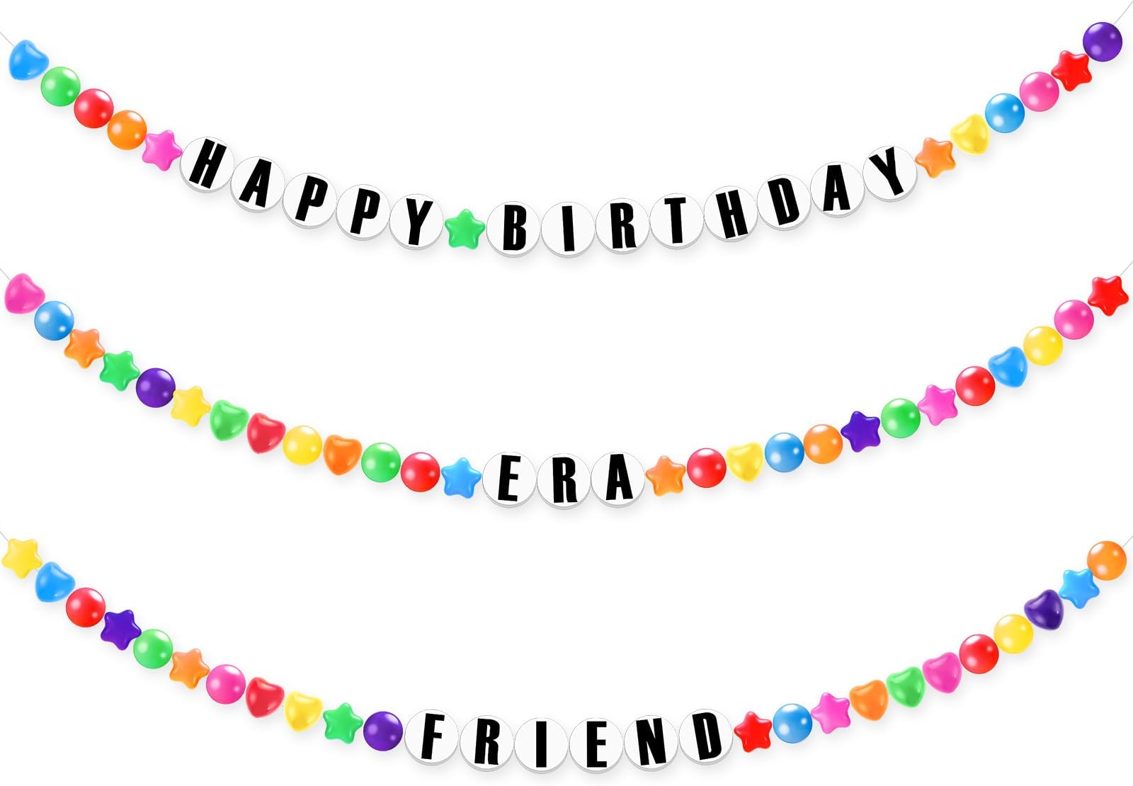 ShinyRelief 74 Pcs DIY Giant Friendship Bracelet Birthday Banner in My Birthday Era Banner Famous Singer Customizable Garland Decor Foam Circles Ball Plastic Balls DIY Supplies(Rainbow Color)