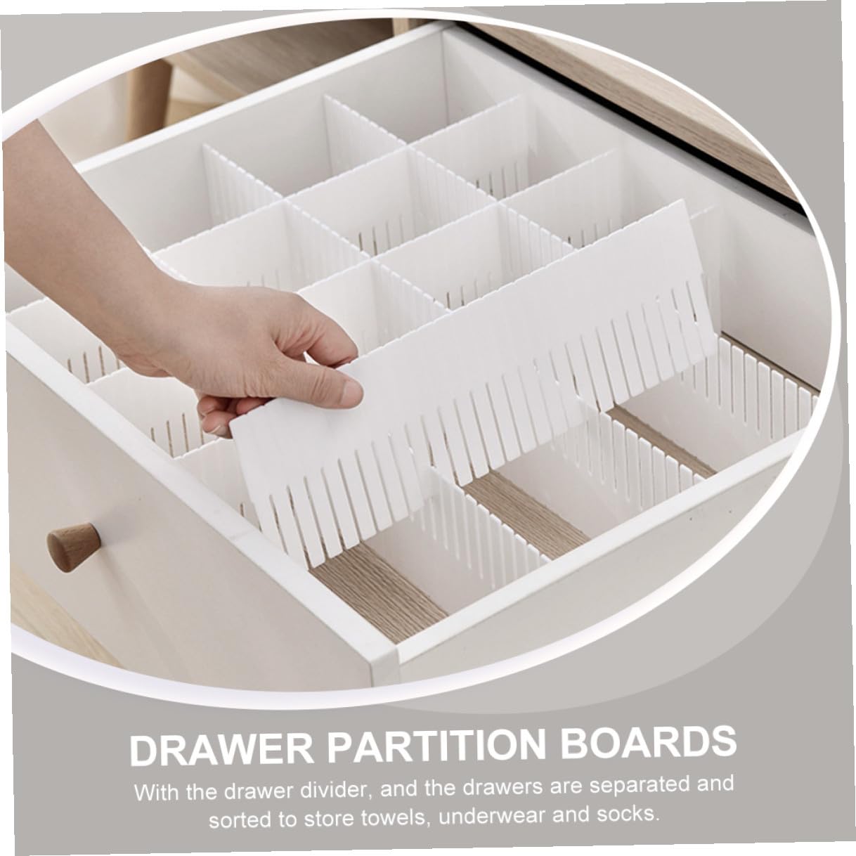 ERINGOGO Divisori Separatori Funzionali per Cassetti 10 Pezzi in Plastica Bianca per Ordinare Organizer per Armadio la Casa Biancheria e Calzini