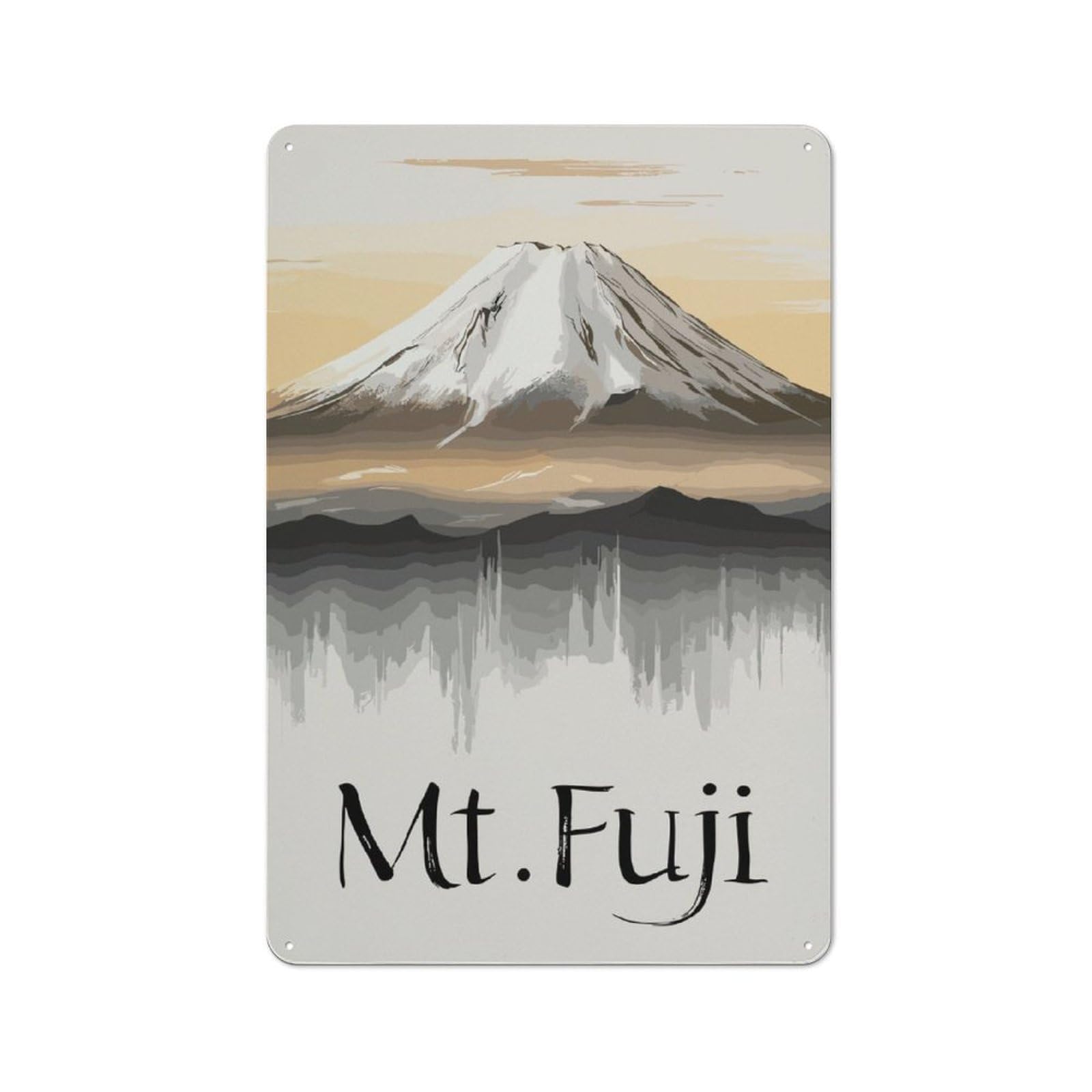 Junmoney Tranquil Mt Fuji Japan Tin Sign 30X20cm With For Living Room Wall, Retro Decor, Gift Idea At Christmas For Living Room Decor Lovers