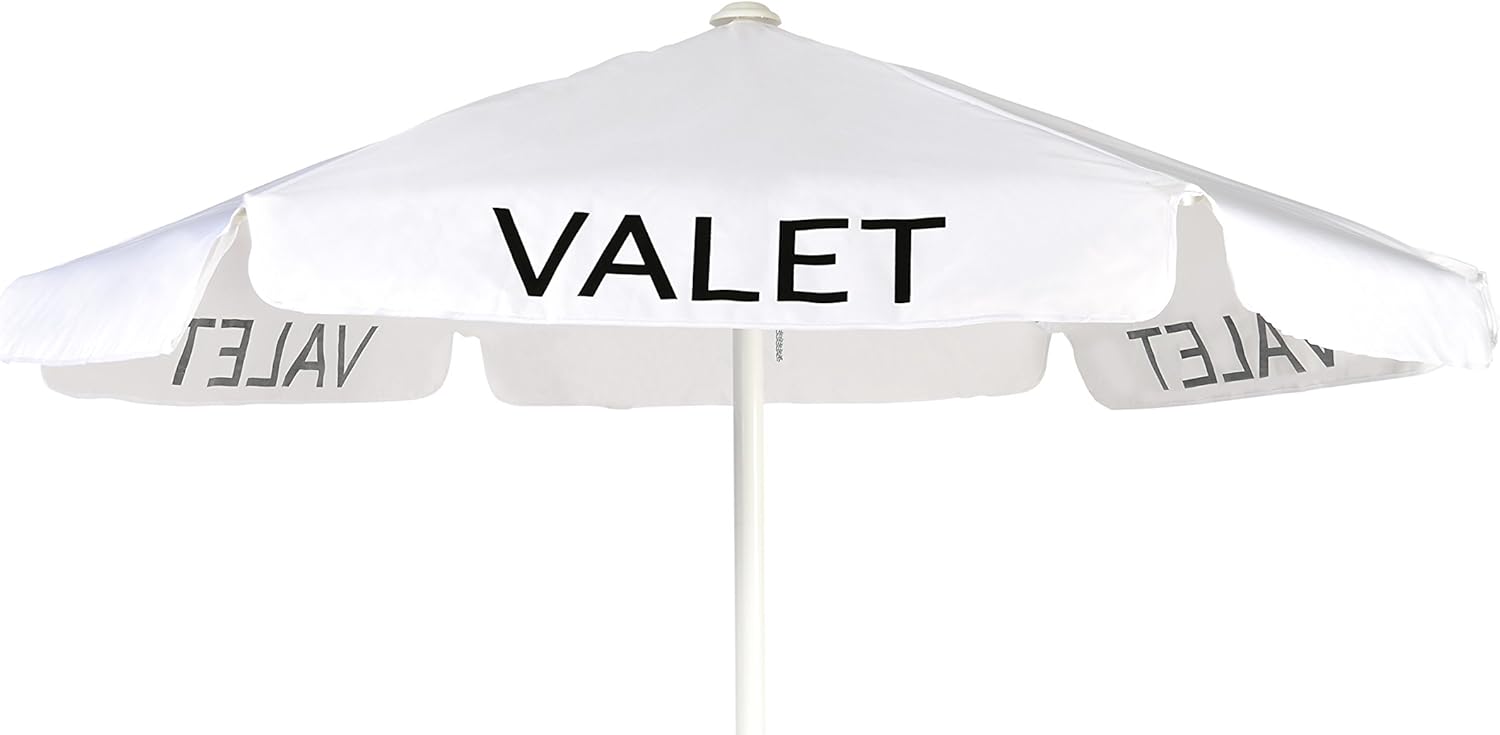 ParkoWorld 6 Foot White Valet Umbrella with Black Valet
