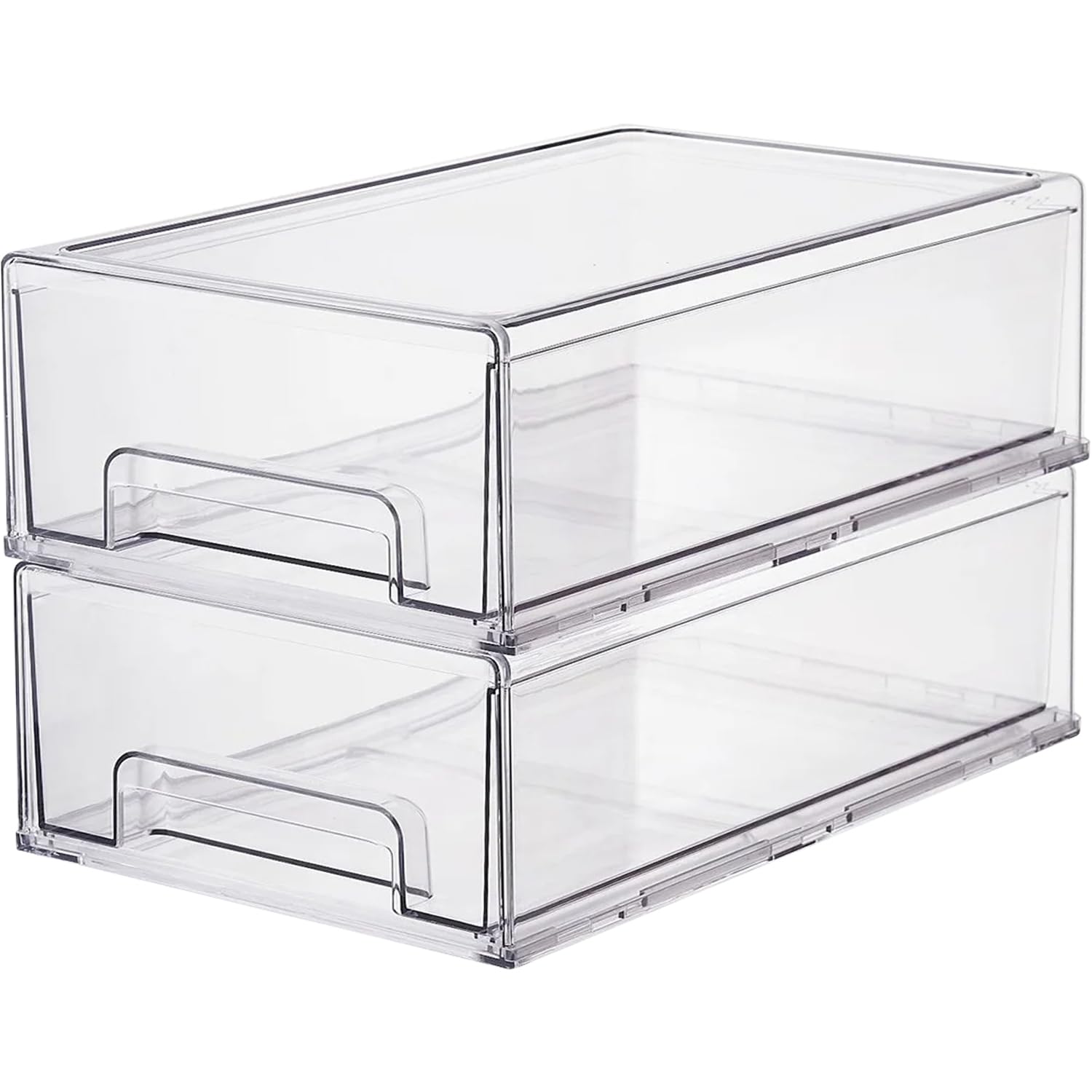 Clear Plastic Storage Drawer Organizer Bins, Perfect for Kitchen Organization or Pantry Organization and Storage, Fridge Drawer Organizer Bins, Pantry Storage and Organization Bins