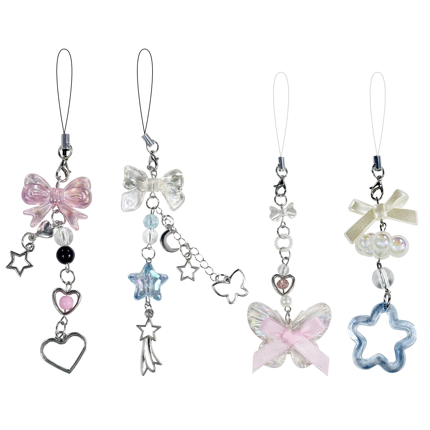 TecoKart® 4Pcs Aesthetic Phone Charm, Cute Bow Phone Accessories for Girls and Women, Stylish Phone Charms for iPhone, Bag, Purse, Keychains-image-36