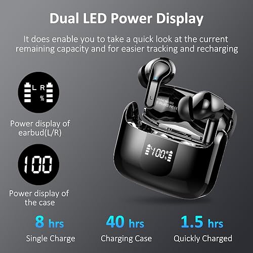 Miniatura 4 de Wireless Earbud, Bluetooth Headphones 5.3 NEW 40H Ear Buds Bass Stereo Earphones Noise Cancelling Earbud with 4 ENC Mic in-Ear Bluetooth Earbud