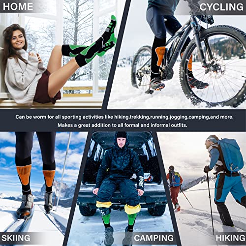 Image of Merino Wool Ski Socks 2 Pairs, Thermal Knee High Warm Socks for Snowboarding, Hiking, Cold Weather, Snow, Hunting