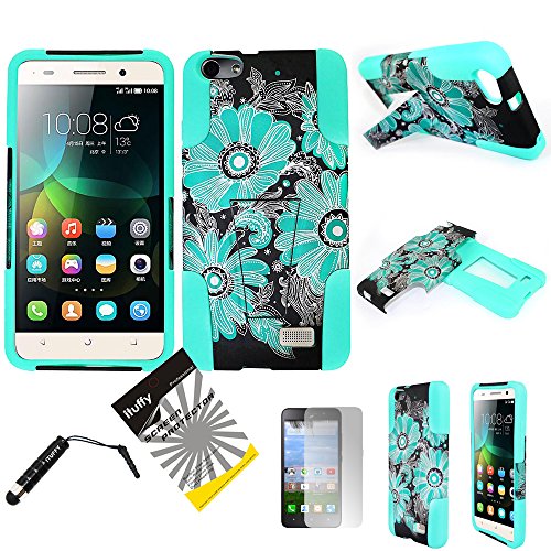 For Huawei Raven LTE H892L ITUFFY 3items: Screen Film+Stylus Pen+Dual Layer Impact Resistance Plastic Cover Soft Rubber KickStand Hybrid Case (Blue Paisley Sun Flower) For Huawei Raven LTE H892L ITUFFY 3items: Screen Film+Stylus Pen+Dual Layer Impact Resistance Plastic Cover Soft Rubber KickStand Hybrid Case (Blue Paisley Sun Flower)