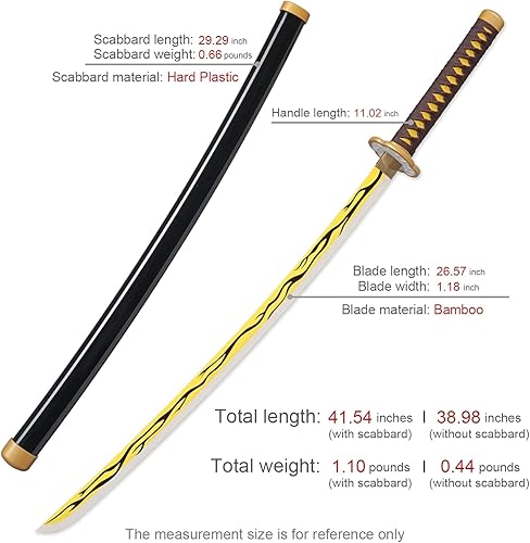 Miniatura 2 de Zisu Demon Slayer - Espada, alrededor de 41 pulgadas, pilares de Hashira y Katana protagonista para uso de cosplay, textura original de anime