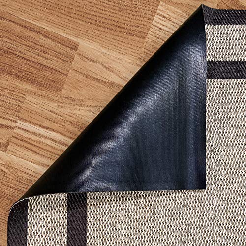 Tapis vinyle tressé haut de gamme marron au design géométrique - 2