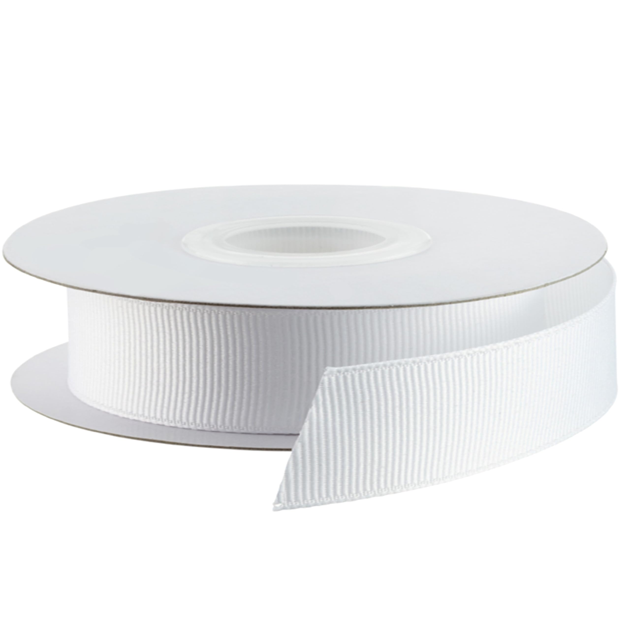 Gcs London White Grosgrain Ribbon 10Mm X 22 Metrs Gift Wrap Ribbon, Ribbons For Gift Wrapping, Christmas Ribbon, Gift Wrapping Ribbon For Crafting, Wedding Party Decor Double Sided