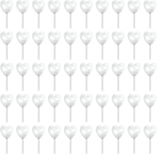 Cupcake Pipettes – Bulk Pipettes for Cupcakes – Pipette Dropper Set for Strawberry Cupcakes, Ice Cream – Clear Cupcake Injector for Creams and Sauces – Larger Opening for Easy Filling – Heart 50 Pk