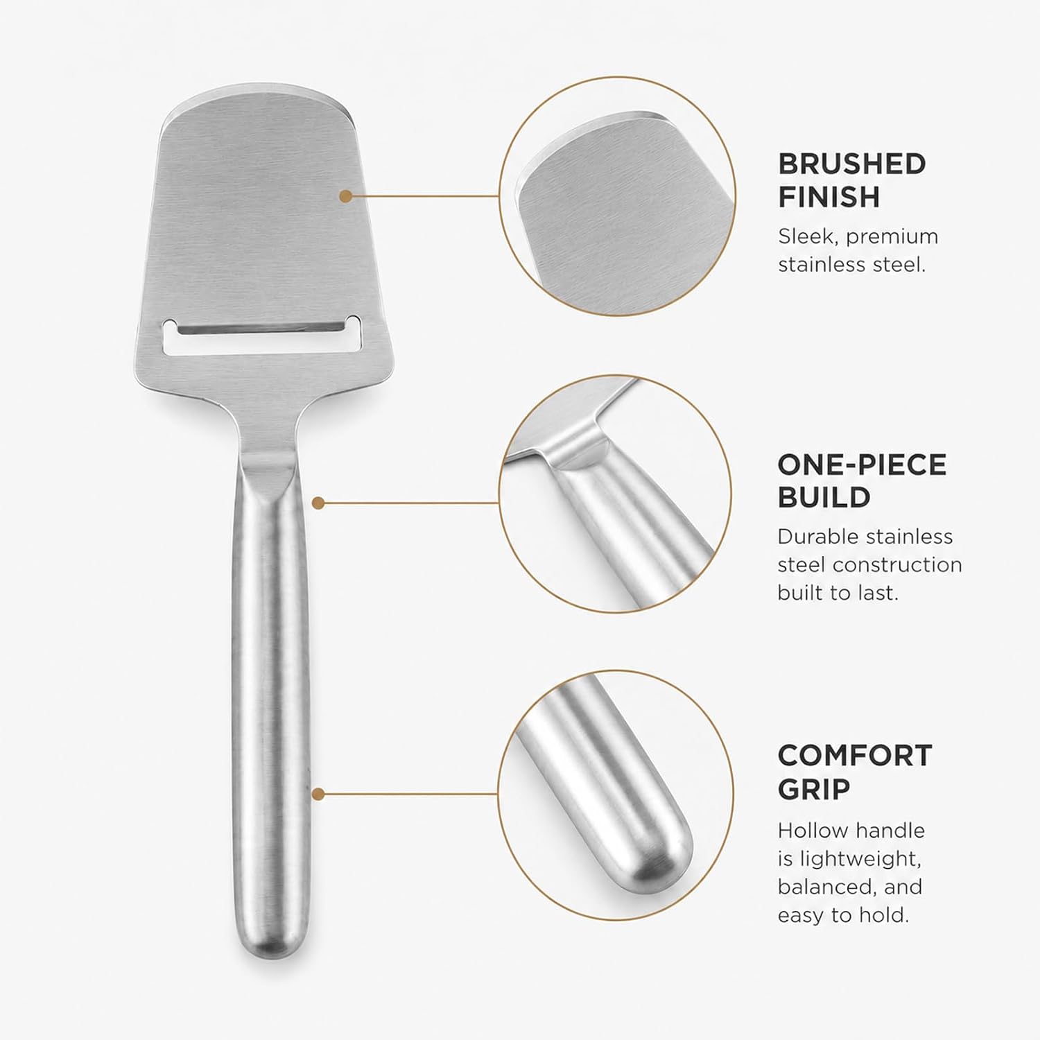 Stainless Steel Cheese Slicer, Cheese Cutter for Block Cheese, One-Piece Design & Serving Tip, Multi-Functional Cheese Plane, Silver Non-Stick, For Kitchen Cooking, Dishwasher Safe