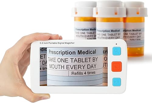 Spolehli Lupa digital portátil de 5.0 pulgadas, ayuda de lectura electrónica con zoom 4X-32X con mango plegable para baja visión, niños y mayores,