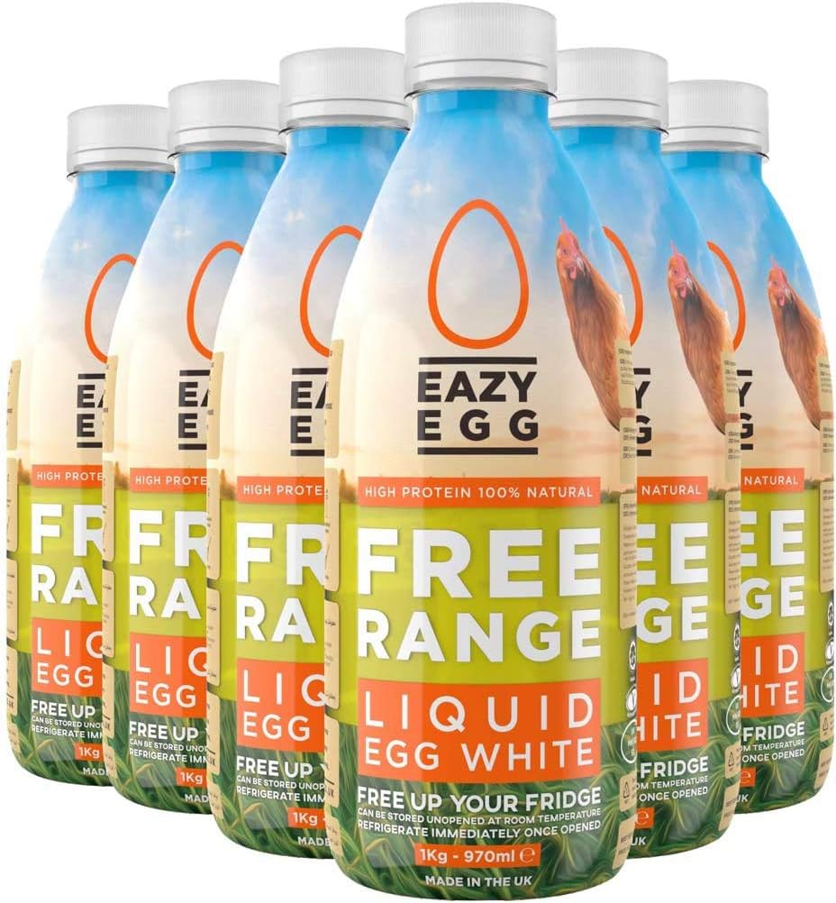 Eazy Egg by Dr Zaks Free Range Liquid Egg Whites 6 x 970ml Bottle Eggs Protein + PROELITE Shaker