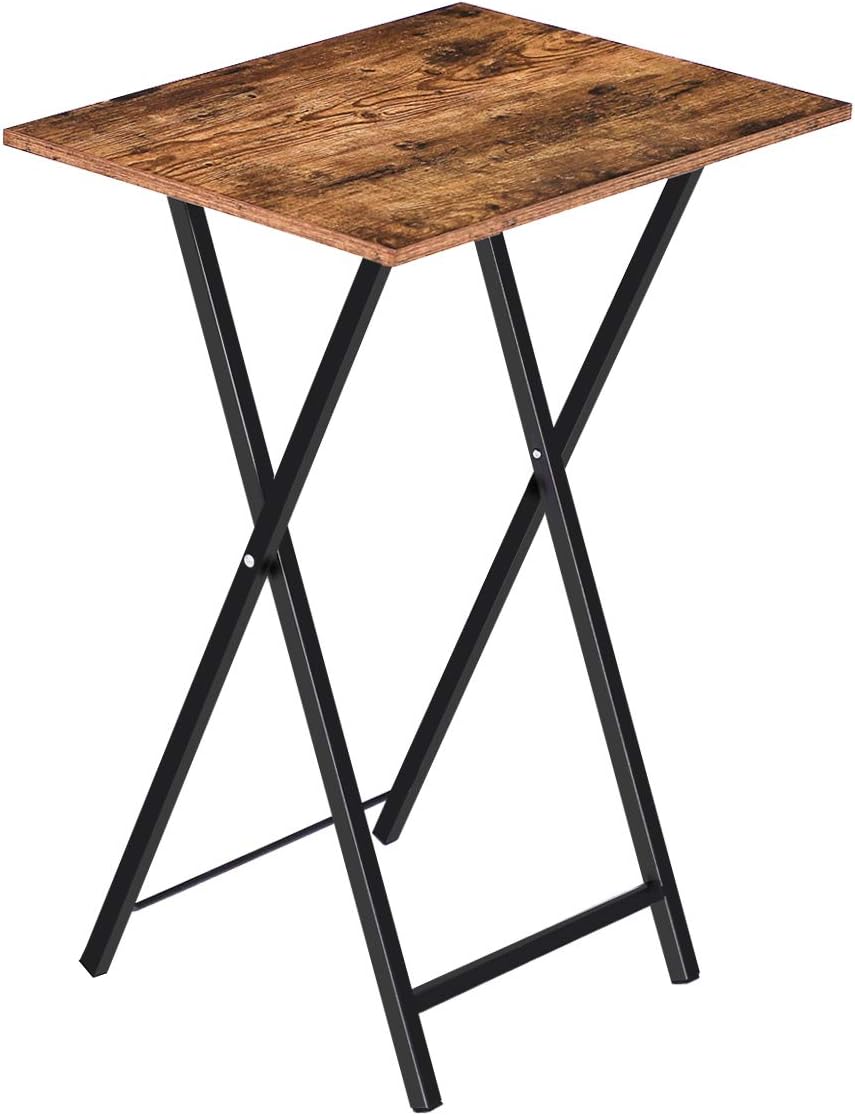 HOOBRO Folding TV Table, TV Tray, Stable Snack Table for Small Space, Portable Sofaside Table, Easy Assembly and Storage, Ideal for Snacks and Meals in Living Room, Rustic Brown and Black BF15BZ01 : Everything Else