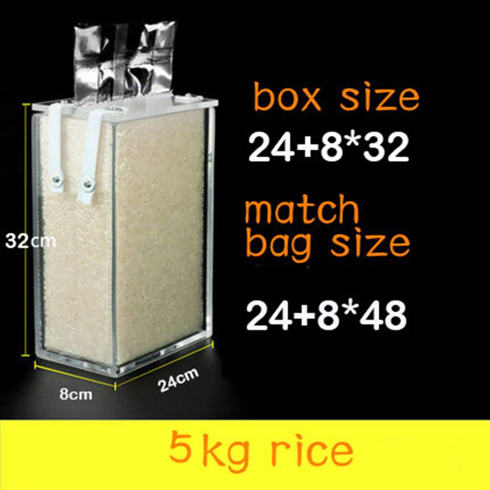 Molde de plástico para envasado al vacío para bolsa de arroz para productos de granos, caja de bolsas de ladrillos sólidos, molde de plástico para embalaje de arroz fijo (24 + 8 x 48 cm)