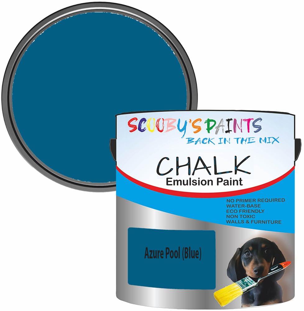 Scooby's Paints Chalk Emulsion Paint, Water-Based, No Primer Required, 250ml, For Walls and Furniture (Azure Pool (Blue))