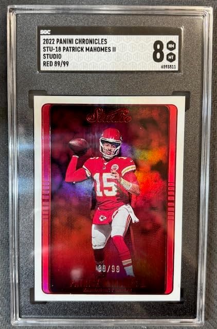 Patrick Mahomes II 2022 Panini Chronicles Studio Football Red Card #STU-18 Graded SGC 8 Cert #8533511 89/99