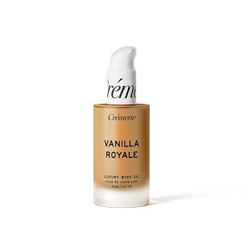 CREMERIE Body Oil Vanilla Royale Vanilla Amber Scent Hydrating Body Oil Lightweight Non Greasy Moisturizing Oil for Body & Hair 3 fl oz