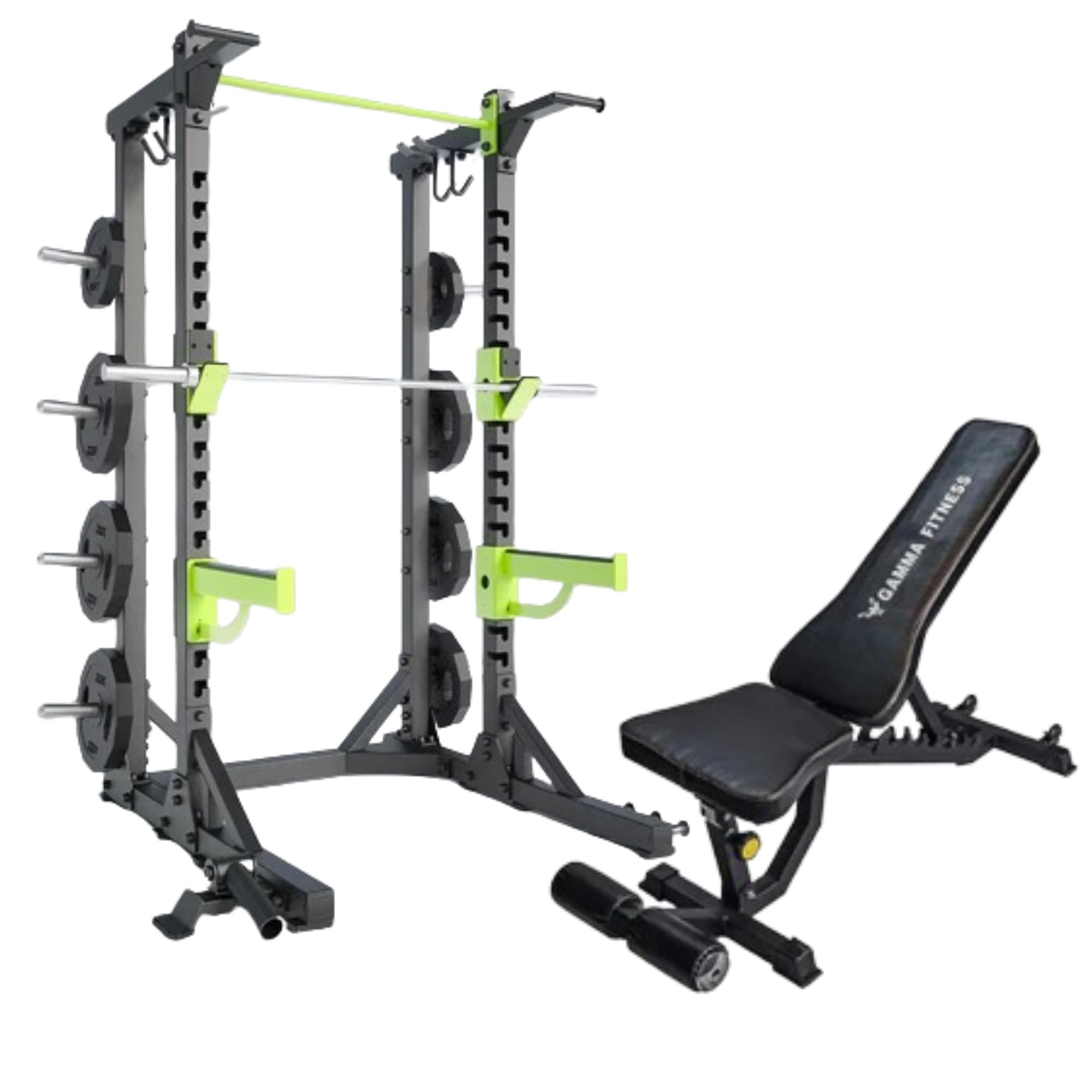 Gamma Fitness Commercial Half Power Rack CPR-90 with Adjutable Exercise Gym Bench AB-201 | for Commercial Gym or Home Gym Setup-image-5