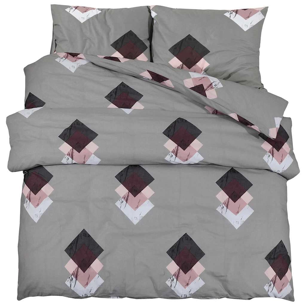 Housse de couette gris 200x200 coton anti-décoloration facile à laver