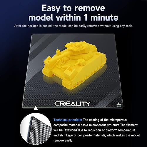 Miniatura 5 de Creality Plataforma oficial de impresora 3D Ender 3 Max Neo Glass Bed 3D, placa de vidrio templado de 12.598 x 12.205 in, superficie de construcción