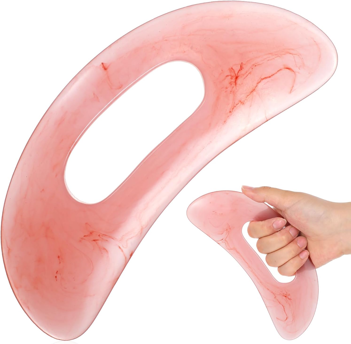 Body Gua Sha Tool Cellulite Guasha Tool Large Gua Sha Massage Tools Muscle Scraping Massage Tools with Handle for Back Neck Face Leg Lymphatic Drainage Cellulite Remove (Pink)