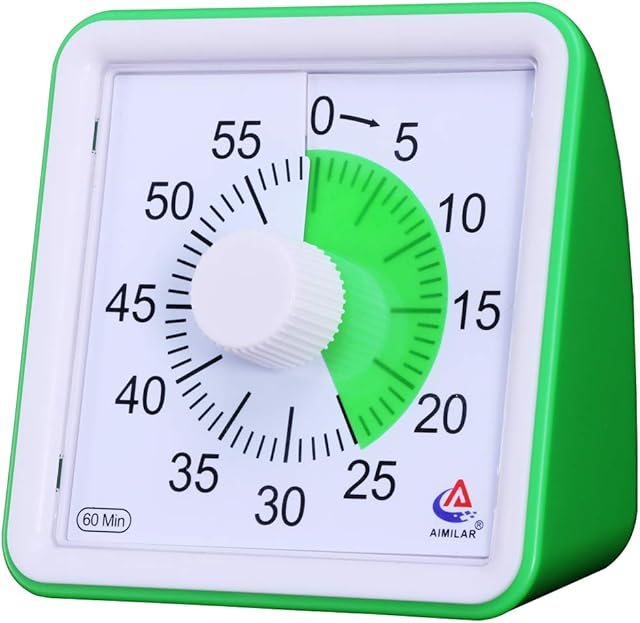 AIMILAR 60 Minute Visual Timer - Silent Timer Time Management Tool for Classroom or Meeting Countdown Clock for Kids and Adults (Green)