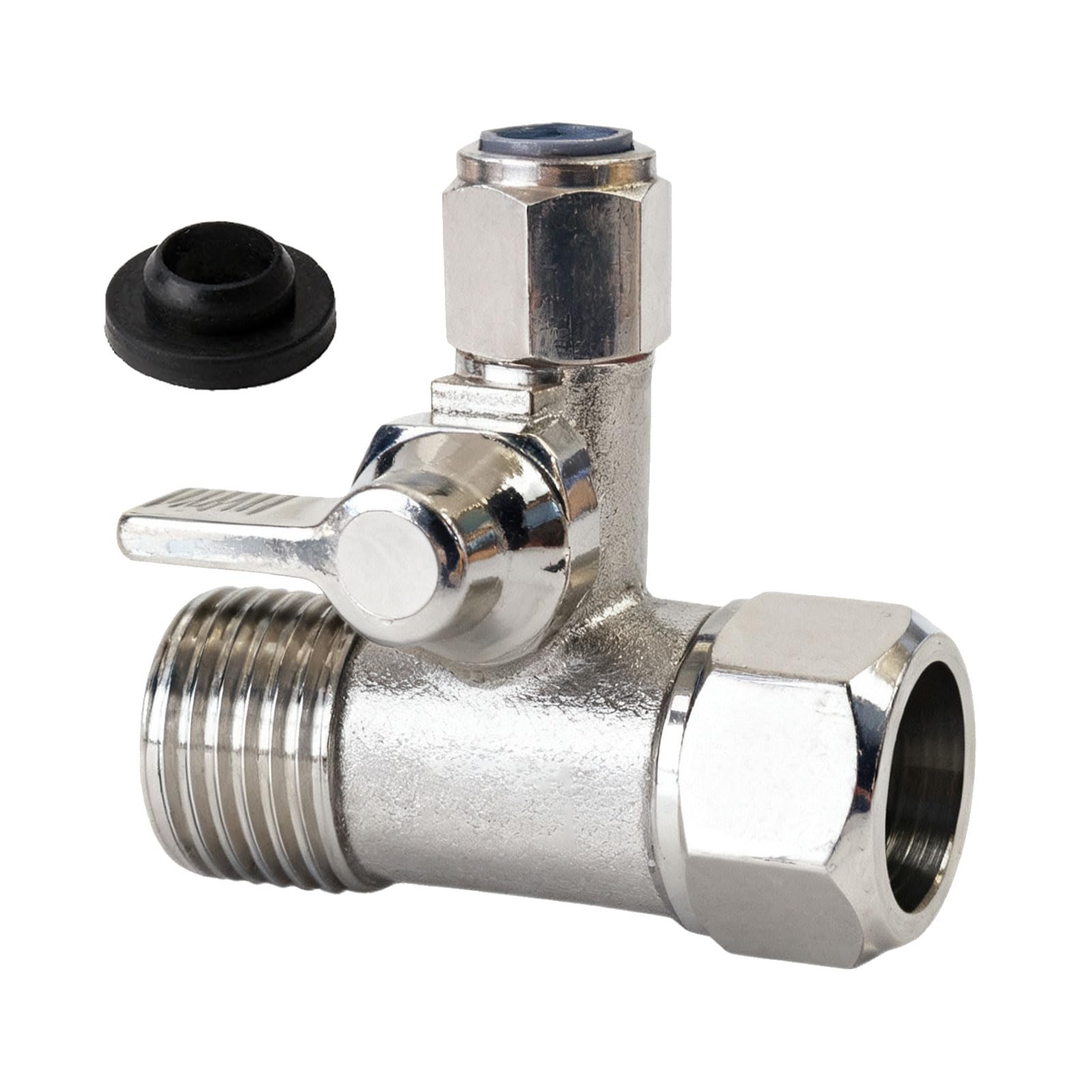 Zawór odcinający, adapter trójnik, przyłącze wody 1/2 cala x 1/2 cala x 1/4 cala do łatwego podłączenia filtrów wody i instalacji osmozy do rur zimnej wody, przyłącze wody do lodówki