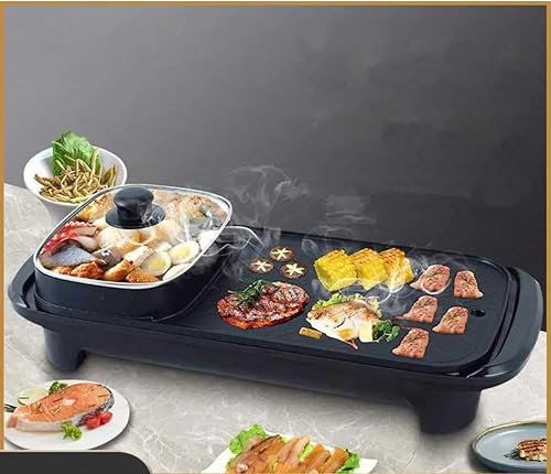 Miniatura 6 de Parrilla eléctrica 2 en 1 con olla caliente Shabu Shabu. Multifuncional interior Teppanyaki coreano barbacoa capacidad para 2-10 personas