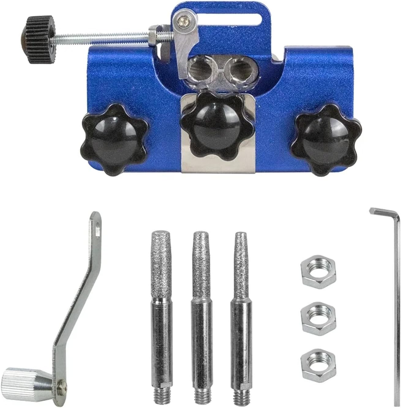 Portable Chainsaw Sharpener Kit with Manual Crank & Electric Tools for Woodworking Garden Chains(Blue)