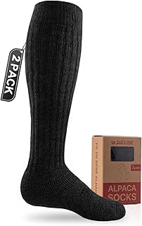 Alpaca Knee High Scrunch Socks, Warm Fuzzy Thick Slouch Wool Winter Socks, Cozy Thermal Moisture Wicking Women & Men