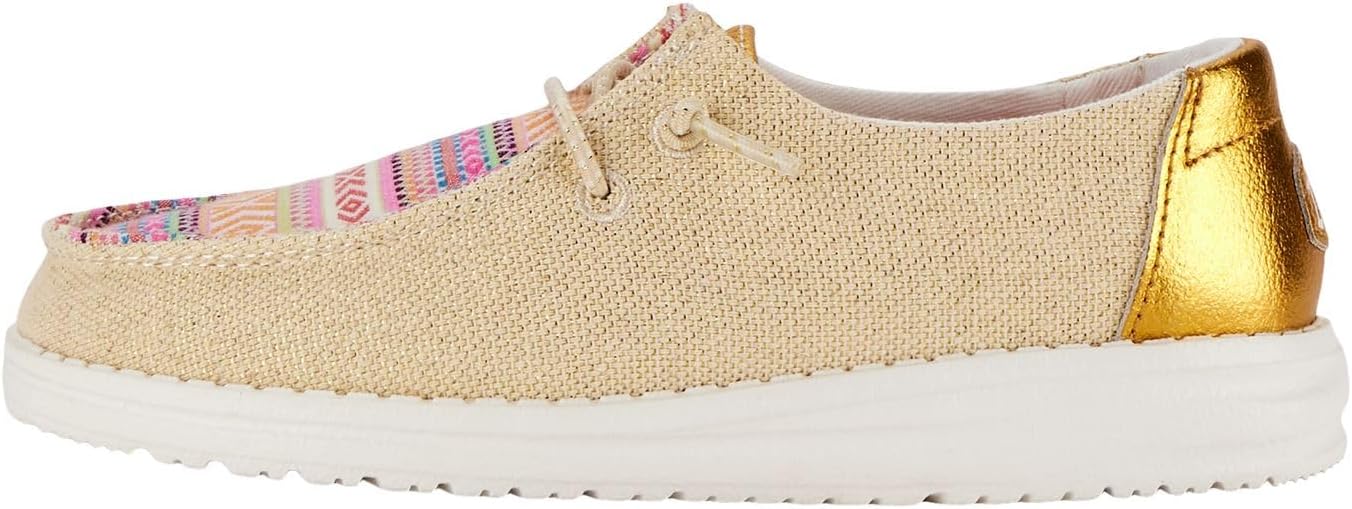 Hey Dude Girl's Wendy Y Boho Festival Natural/Multi Size 6 | Youth's Shoes | Youth Slip-on Loafers | Comfortable & Light-Weight