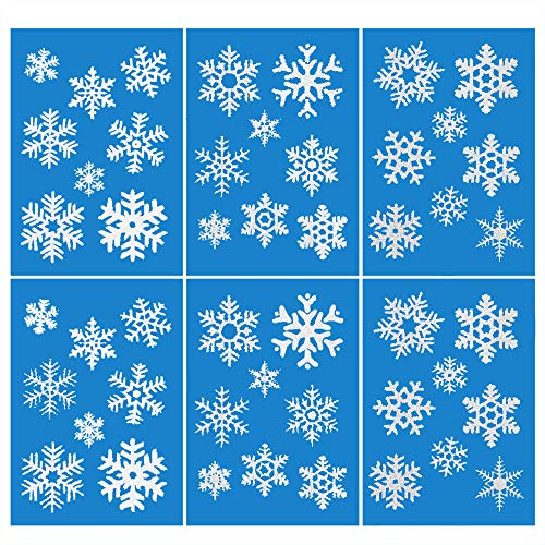 Ccinee 48Pcs Glitter Snowflake Clings Window Film Glass Sticker Static Decal For Christmas Decoration #TOP1