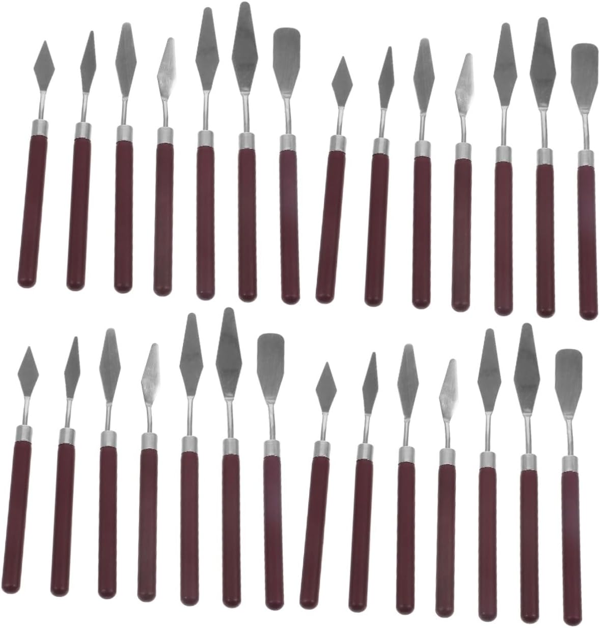 28pcs Painting Spatula Ergonomic Wooden Handles for Mixing and Scraping Paint Pigment for Artists and Art Students