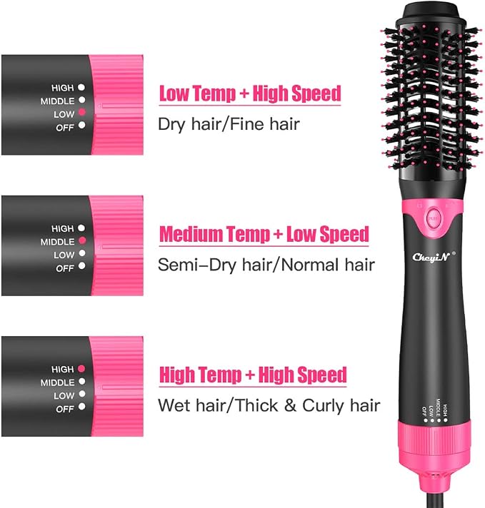 3 en 1 Cepillo Secador, 3 Velocidades Cepillo de Aire Caliente/Soplador  -1000W Hot Air Brush/Peine - Puede Rizado o Alisado el Cabello Para Cabello  Seco/Mojado : Amazon.es: Belleza