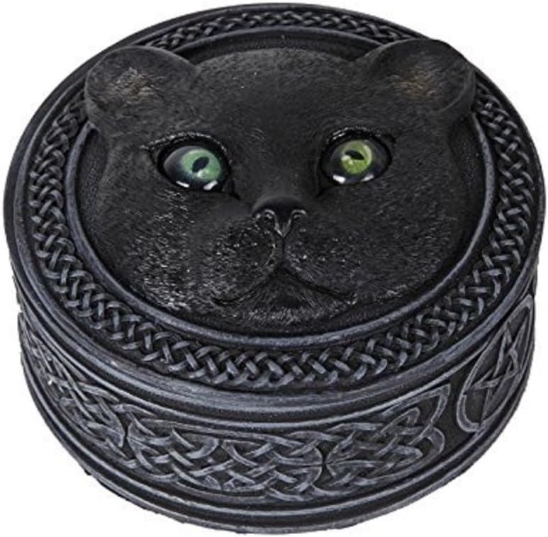 Pacific Giftware Mythical Black Cat Rolling Eyes Resin Trinket Box Collectible